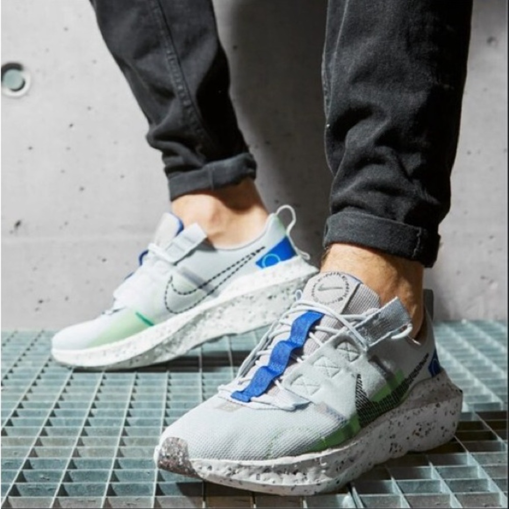 Nike Gray and Blue Sneakers with Green Accents